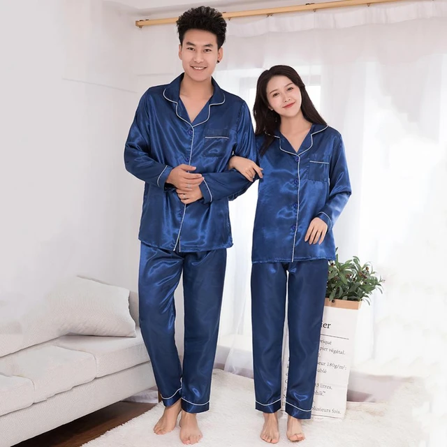 Black Satin Pajamas Set Women Nightwear Sleepwear Ice Silk Homewear White  Pijamas Long Sleeves Suits Pyjamas Femme Satin - AliExpress