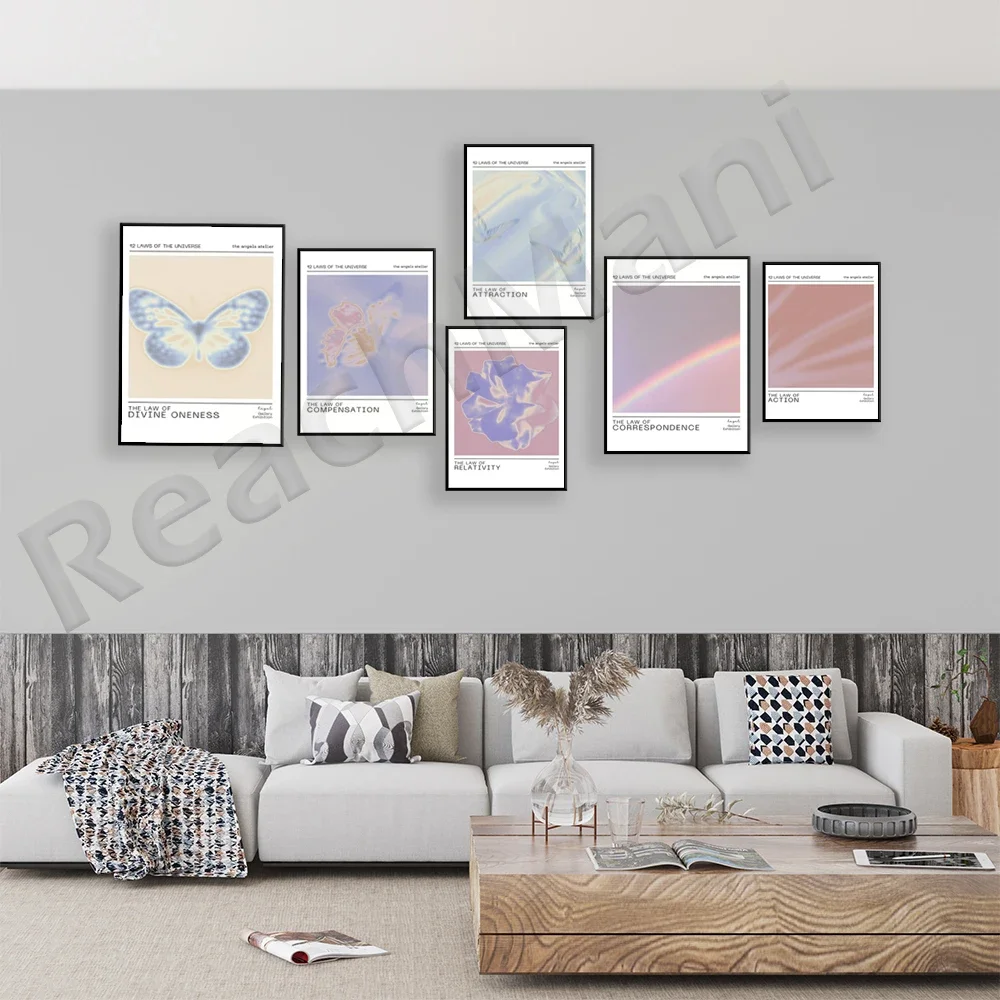 12 laws spiritual poster expression trend halo gradient wall art print design affirmation y2k poster, angel digital print