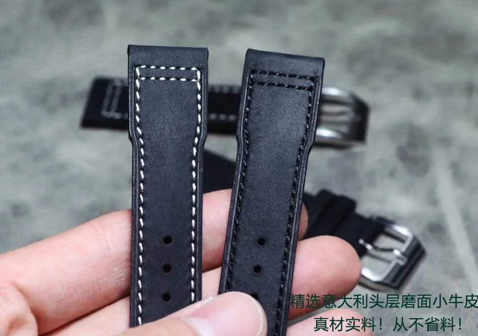 

20mm 21mm 22mm Watch Straps for IWC Pilot Portuguese Portofino Watch Bands Black Watchbands Straps Calf Genuine Leather Bracelet