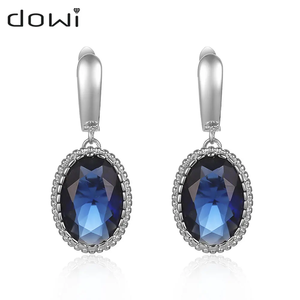 

Women Drop Earrings Fashion Jewelry 2022 Trend Noble Blue CZ Lady Dangle Earring for Party Wedding Anniversary Love Gifts