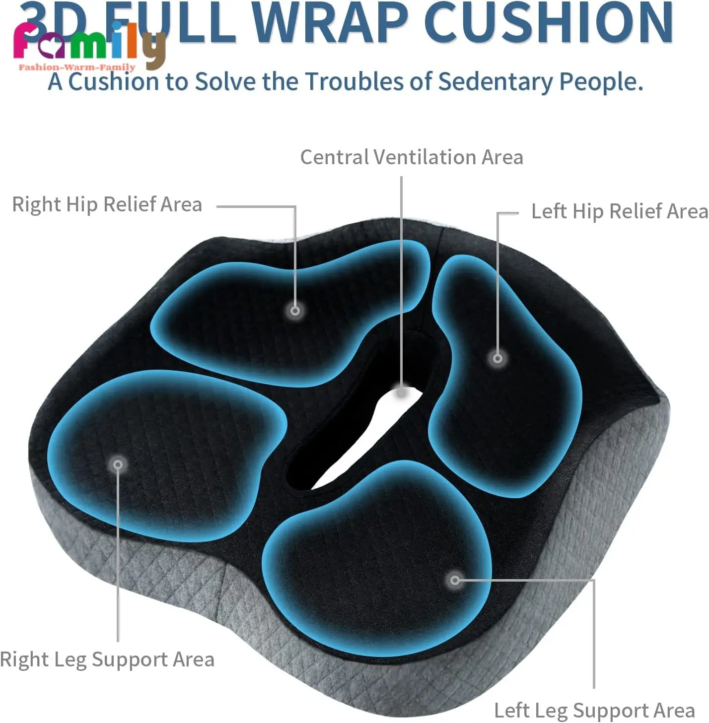 Orthopedic Seat Cushion Memory Foam Pillow Coccyx pad Chair Cushion Support  Waist Back Cushion for Car Seat massage Pad