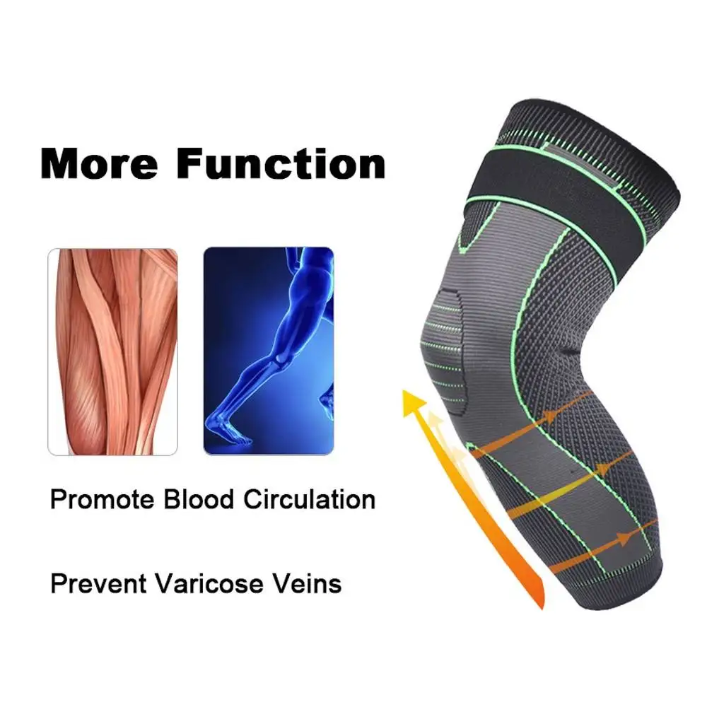 1Pair Sport Full Leg Compression Sleeves Knee Braces Support Protector for Weightlifting Arthritis Joint Pain Relief Muscle Tear