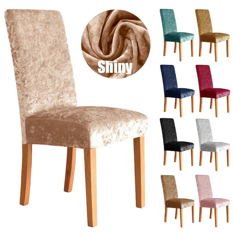Shiny Velvet Chair Cover Elastic Decor Chair Covers for Dining Room