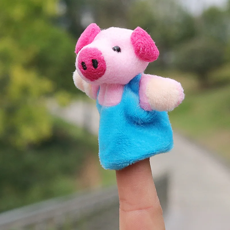 Animal Finger Puppet 8pcs/lot Baby Cartoon 3 Little Pigs Characters Finger Puppets Theater Show Soft Dolls Props Kids Toys for Children Gift Game