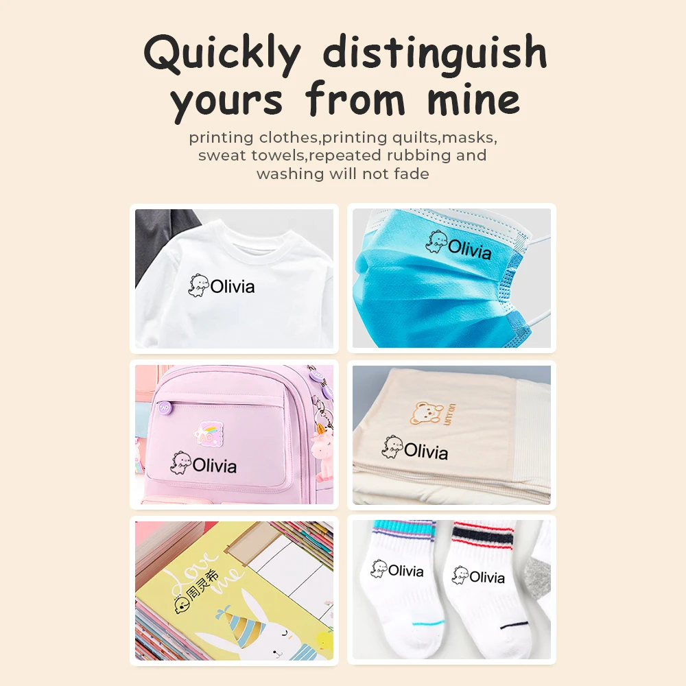 Cartoon Dinosaur Custom Name Stamp Clothing Personalise Student Clothes Chapter Children's Kawaii Name Sticker gift name stamp