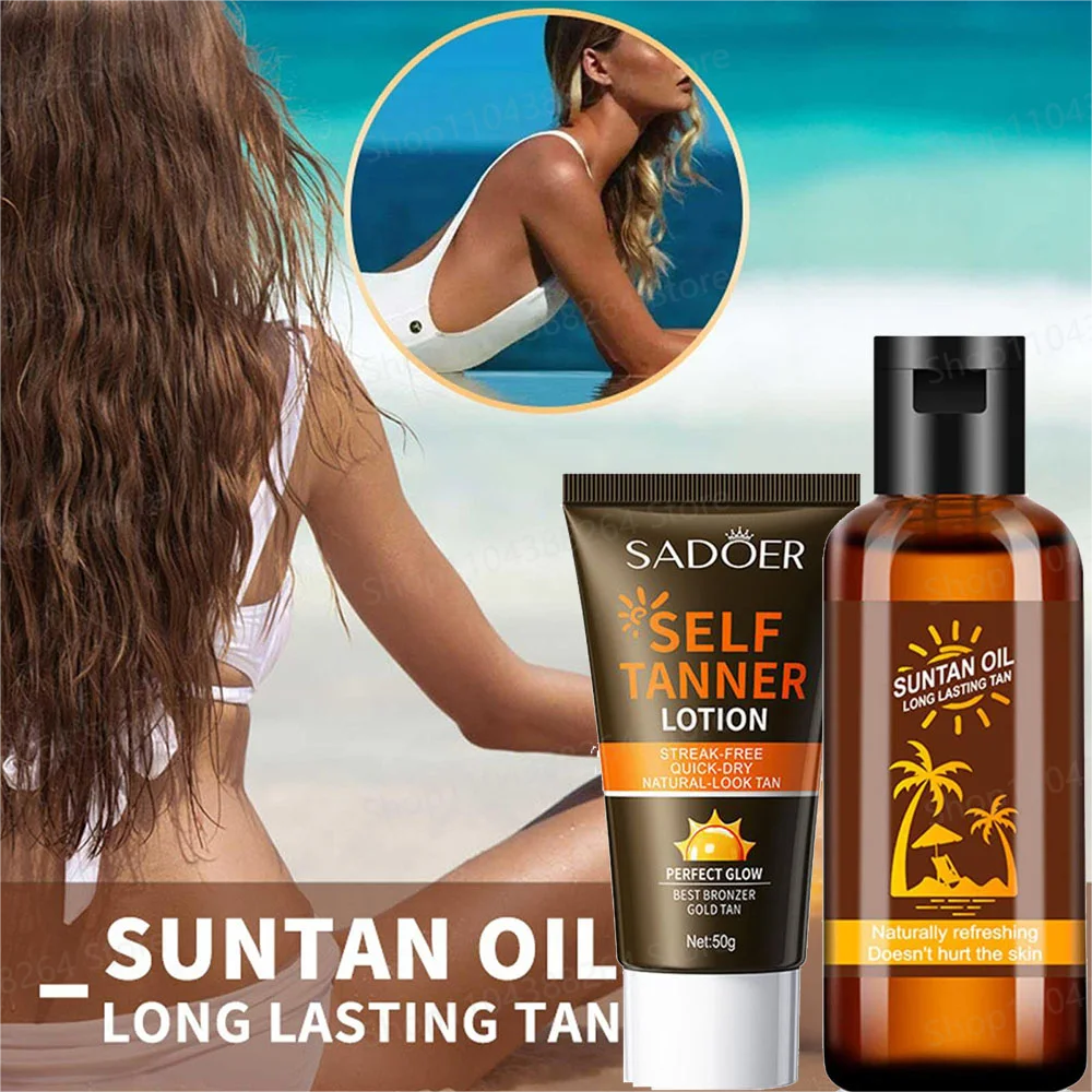 Bronze Tanning Oil/Cream Summer Skin Self Tanner Long-lasting Face Body Natural Glow Body Bronzer Tanning product
