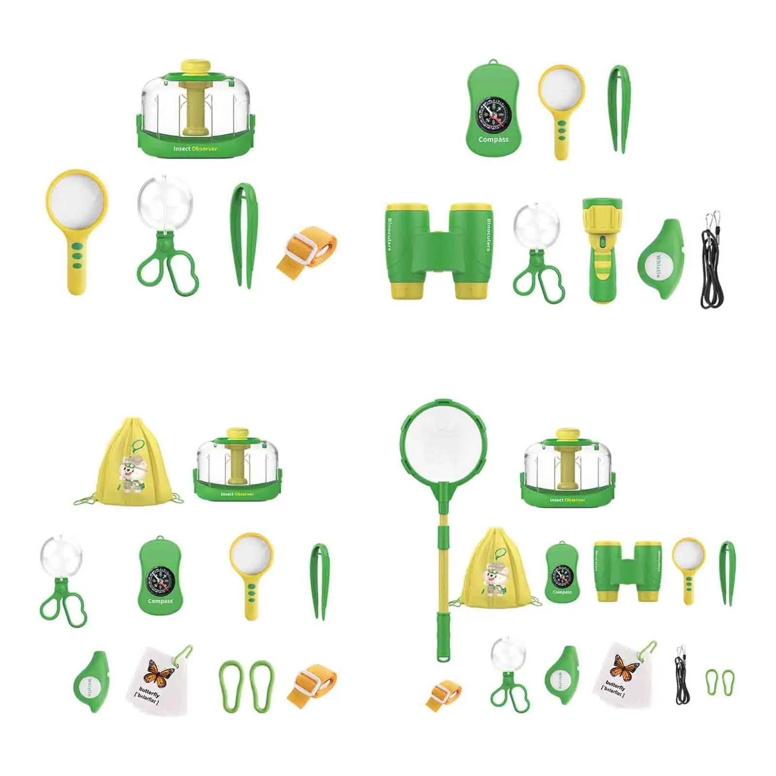 Portable Bug Catcher Kit Exploration Equipment Supplies Outdoor Play Magnifying Glass and Tweezers for Toddlers Children Ages 3+