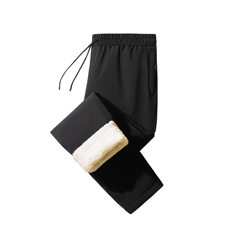 Men's Winter Warm Sports Pants Waterproof Outdoor Casual Loose Drawstring