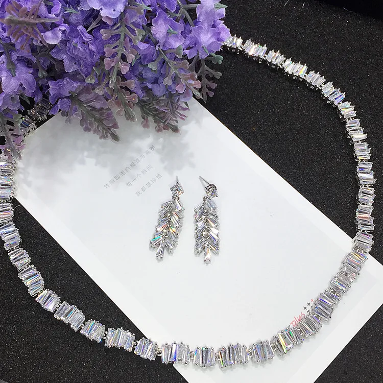 

2017 New Style Rhodium Plated AAA CZ Jewelry Set,Earrings Necklace party Set for women and girls, Factory price N-295