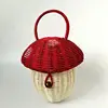 Summer Children Woven Bag Children Rattan Coin Purse Wallet Kids Mini Basket Tote Bags Mushroom Shape Storage Basket Photo Props 3