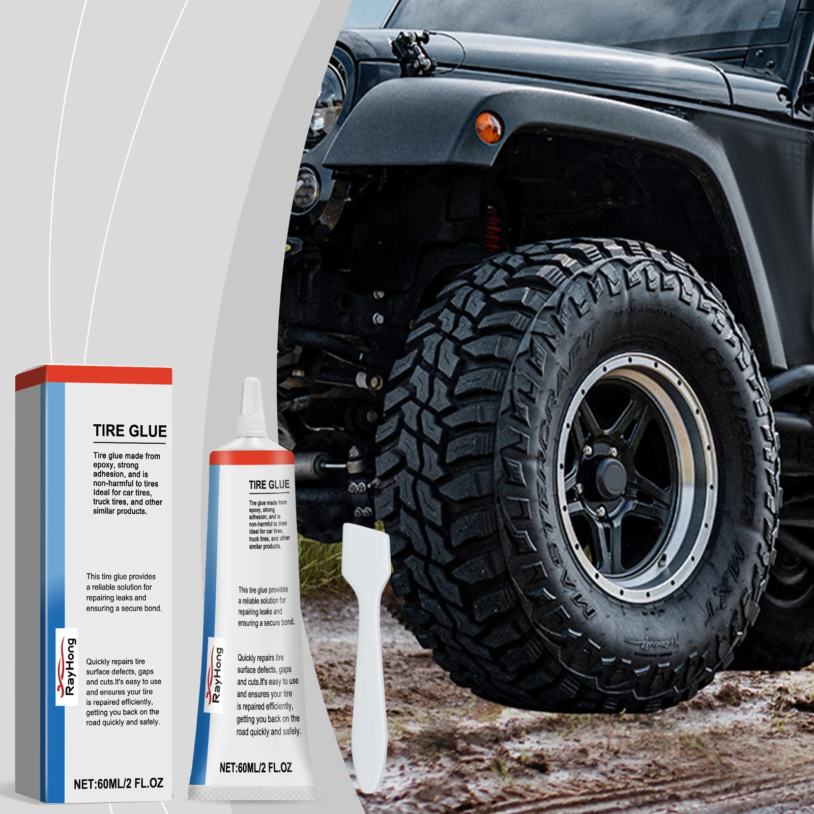Tire Repair Kit for Repairing Car Tire Side Cracks, Scratches,Soft Repair Glue Prevent Oxidation, Fine Lines Cracks, Bulges
