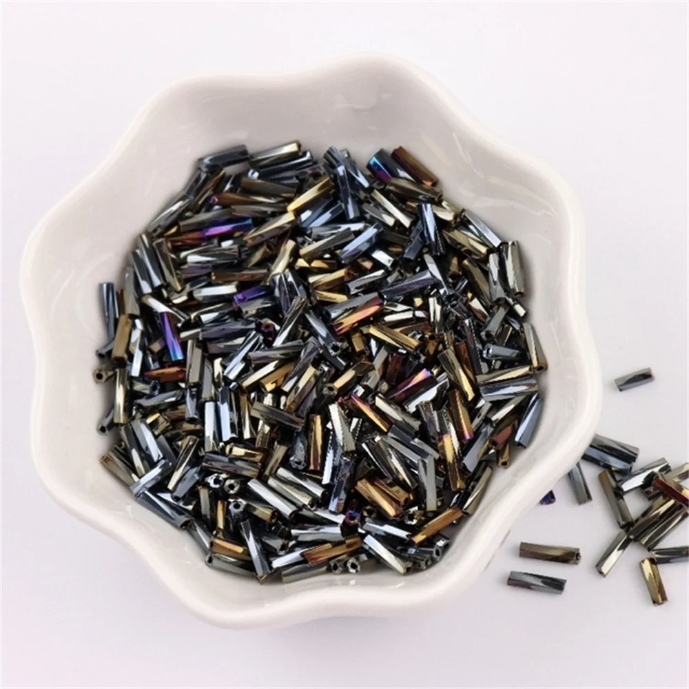 Glass Beads 300Pcs 11/0 Tube Bead 2x6mm Twist Bugles Glass Beads Helical Seedbeads For DIY Bracelet Jewelry Dress Making Garments Accessory