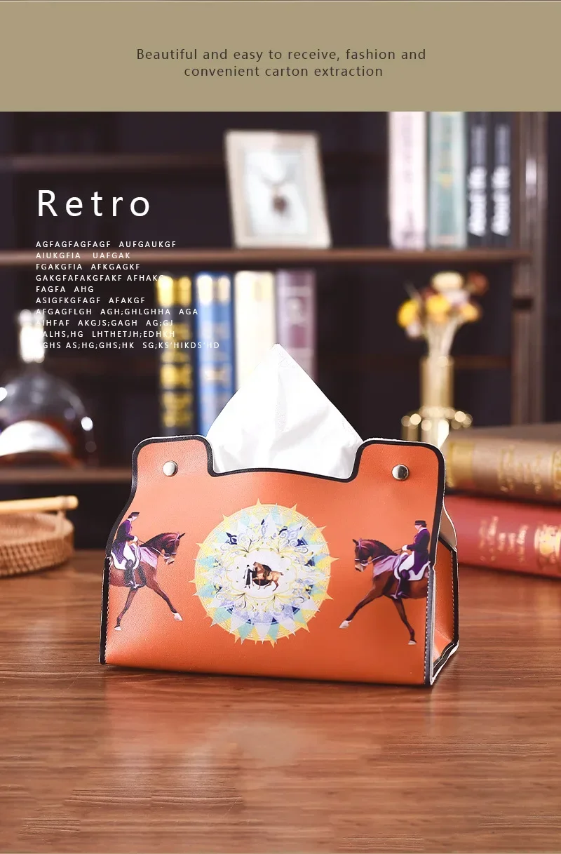 Multifunktionaler Taschentuchhalter aus PU-Leder im Auto-Vintage-Stil, Desktop-Serviettenspender im Retro-Stil mit Kosmetikaufbewahrungsorganisator – Detail 14