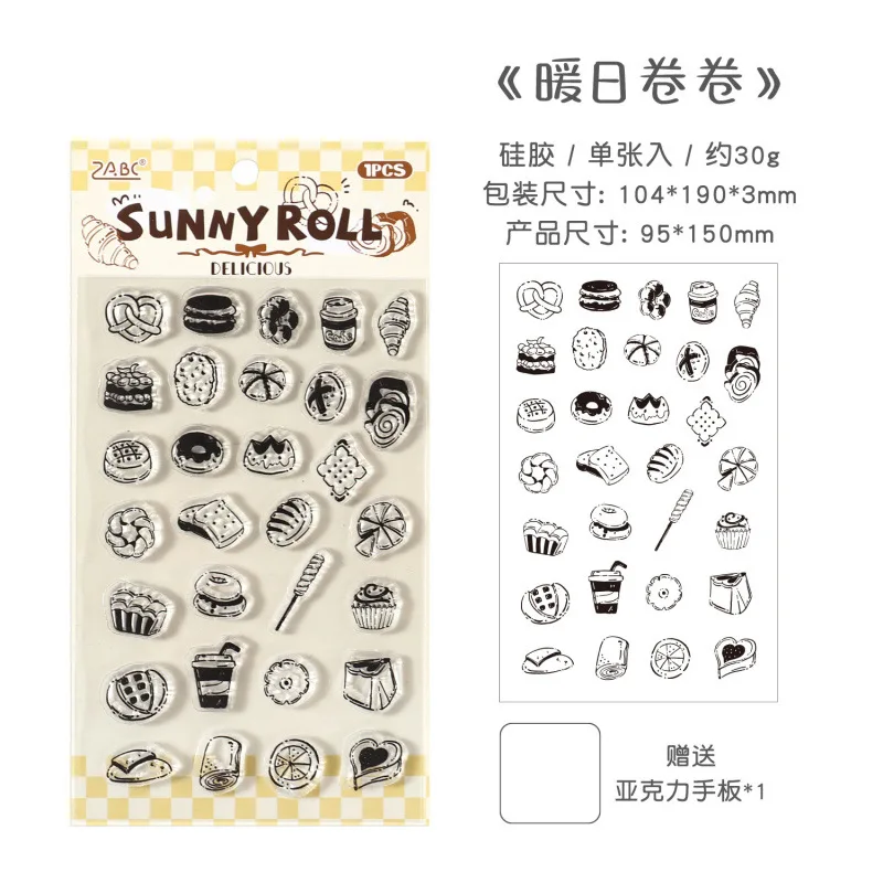 Yuezhen 문화 및 창의적 슬로우 로스팅 타임 투명 플래너 스탬프 어린이 스탬프 실리콘 스탬프 DIY 플래너 스탬프 Gif