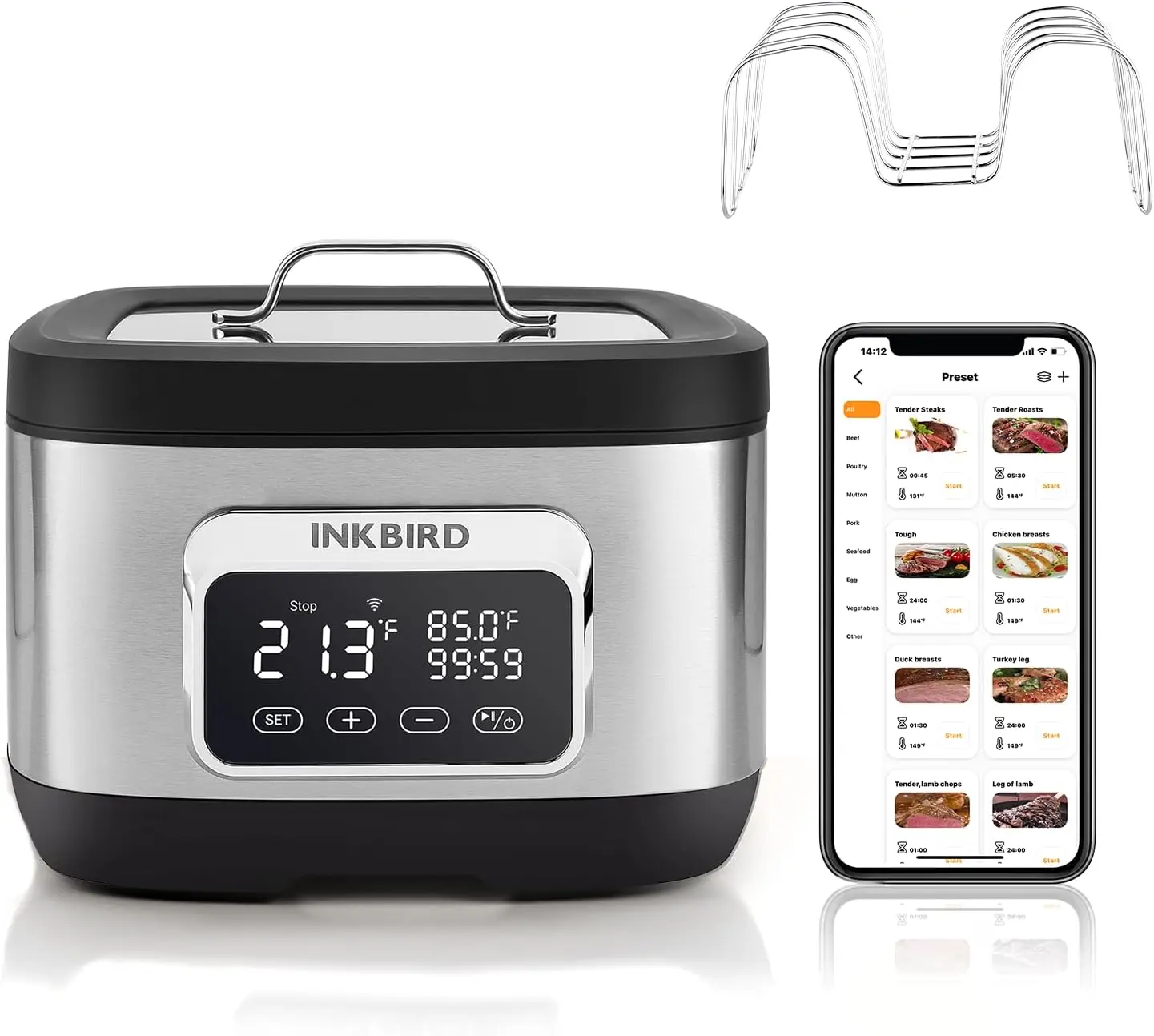 Sous Vide Machine, 8 Quart Water Oven with Rack Divider and 14 Preset Recipes, 3D Water Circu