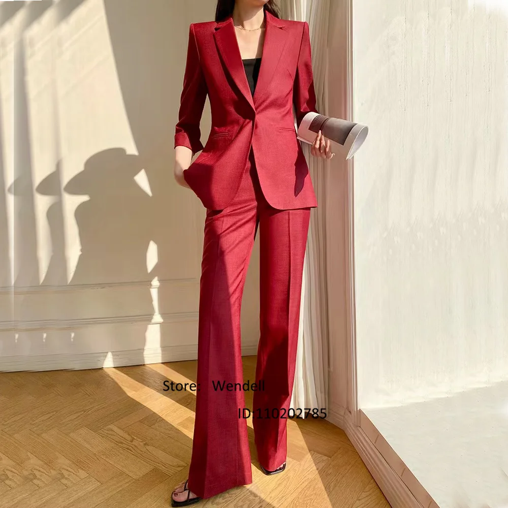 Women's Suit 2 Piece Sets Slim Fit 1 Button Buckle Collar Custom