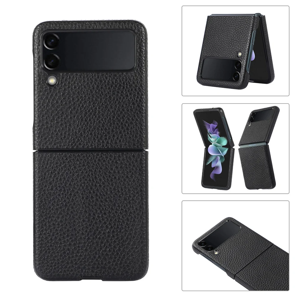 Z Flip 3 Case Genuine Leather For Samsung Galaxy z Flip 3 Case Luxury Vintage Phone Case for Sumsung Z Flip3 Slim Cover case for samsung z flip 3