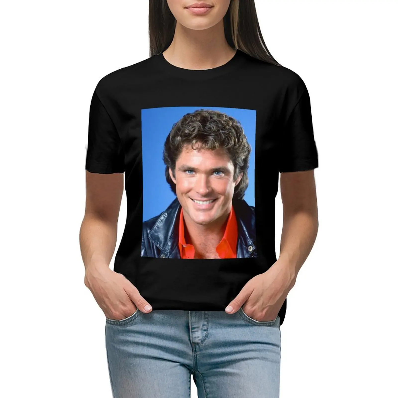 

David Hasselhof T-shirt female plus size tops Women's clothing