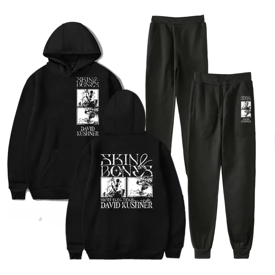 

Дэвид Кушнер кожа и кости Merch Мужская спортивная одежда наборы Повседневный Спортивный костюм комплект из двух частей толстовка и спортивные штаны спортивный костюм