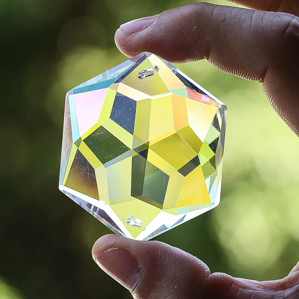 Hexagram Star of David Crystal Suncatcher Hanging Glass Faceted Prism Lightcatcher Rainbow Maker Lucky Amulet Pendant Decor sun catcher crystal pendant sun catchers window ornament