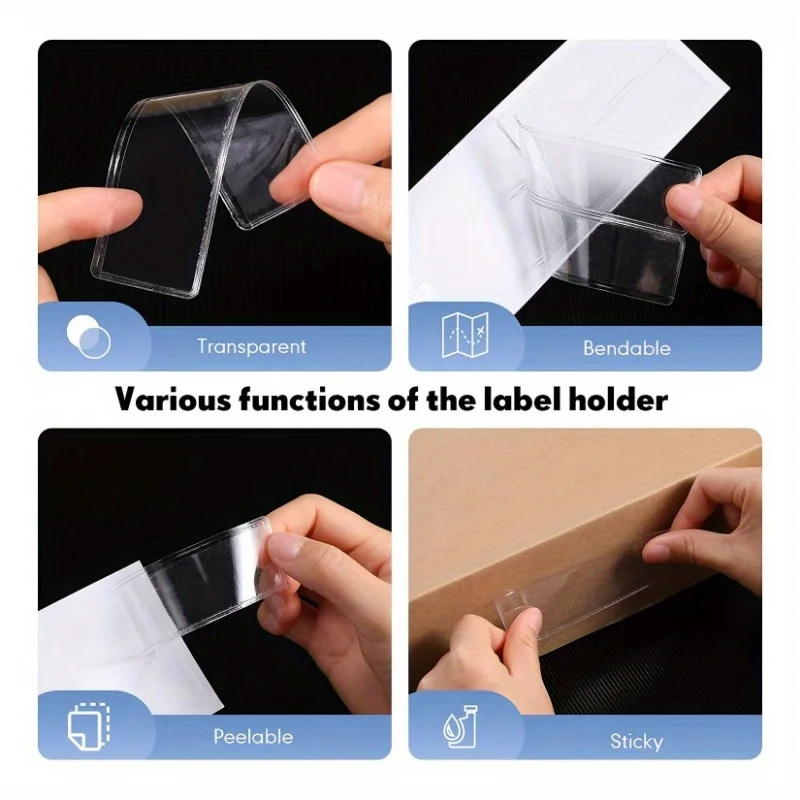 10pcs Organize Your Home with 10pcs Clear Label Holders - Adhesive Shelf Tag Pockets for Bookshelf