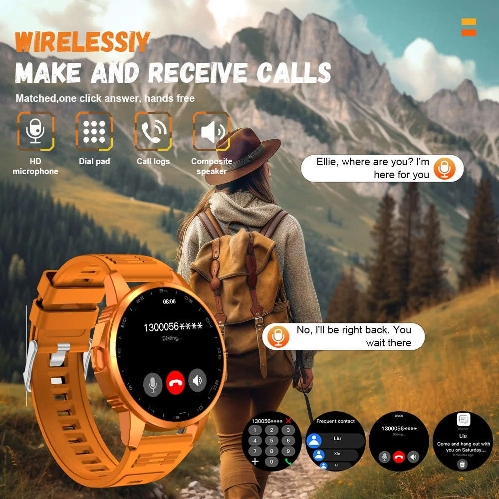 2026 Men's Smart Watch LED Outdoor Flashlight Bluetooth Call Multifunctional Sports Fitness Tracker Large Capacity Battery 2