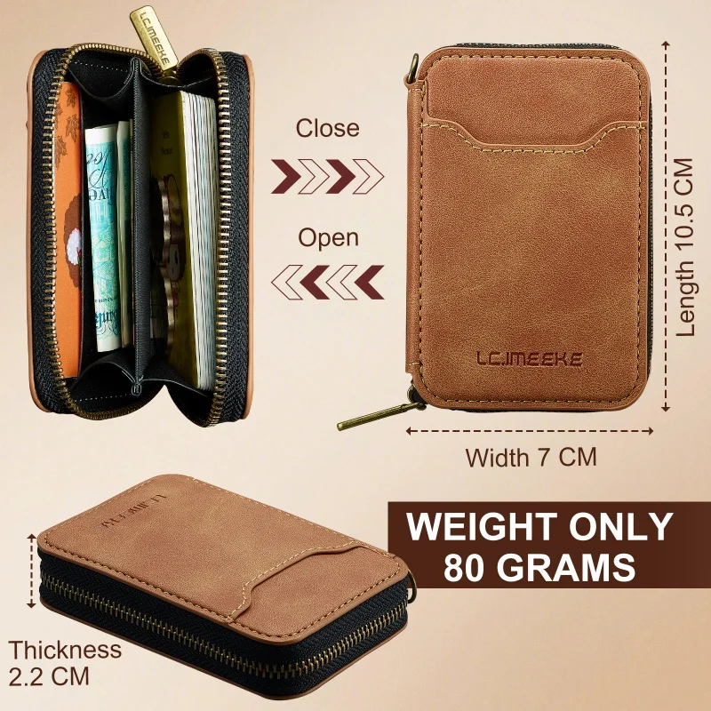 Premium RFID Shielded Magnetic Zipper Wallet in Synthetic Leather – Elegant Phone & Card Holder, Compact Design, Perfect Gift