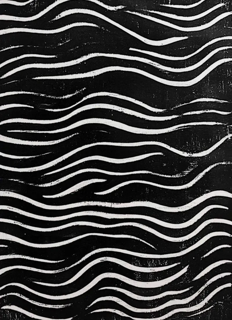 Monochrome Flowing Lines Ink Landscape Minimalist Canvas Art