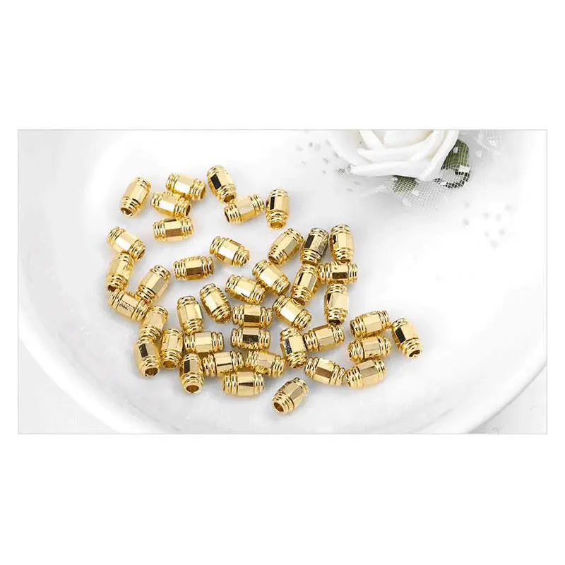 Cuentas de Brass Doradas de 18K Diseño Ovalado Cilíndrico Suministros para Hacer Joyería DIY - details 65