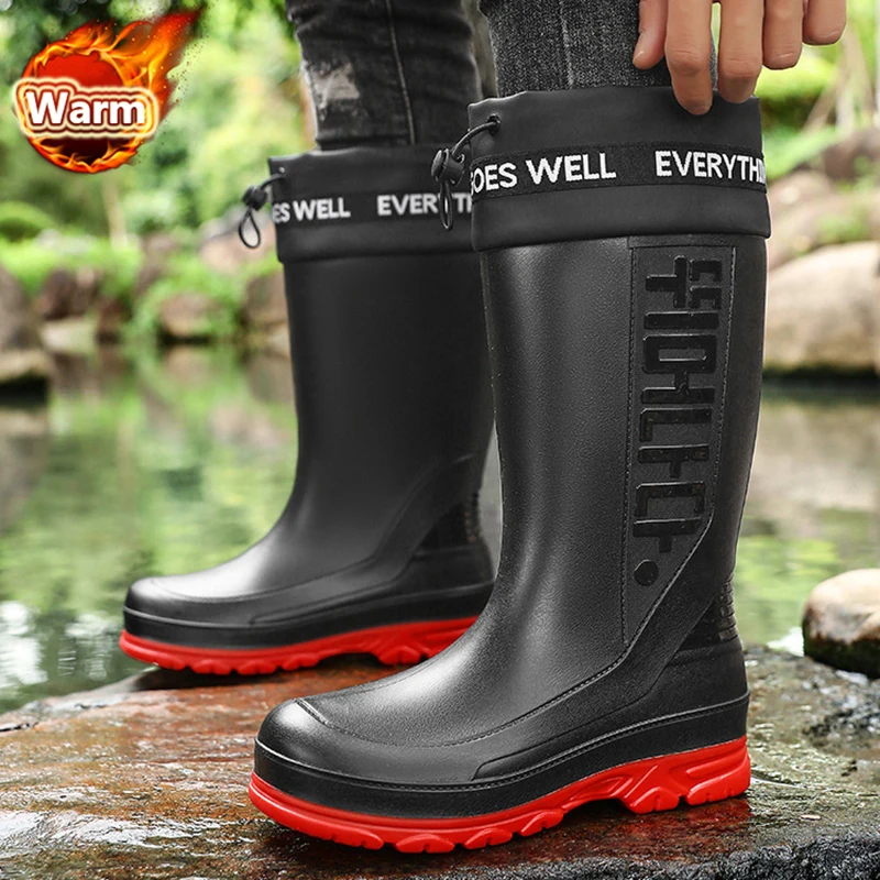 Bottes pêche homme épaisses antidérapantes imperméables grandes tailles 39-45 chaussures travail
