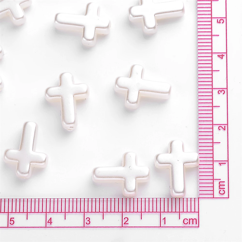 50 Stück 12x15mm natürliche Perlmutt weiße Kreuzform Acryl Perlen Charms Armband Anhänger für DIY Schmuckherstellung Zubehör – Detail 6