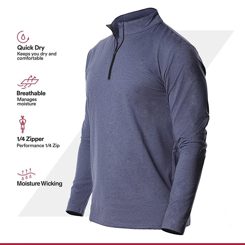 Men Spring Autumn Outdoor Sports T Shirts 1/4 Zip Long Sleeve Fleece Lined Cycling Hiking Trekking Fishing Jogging Tee Shirts sport t shirt long sleeve t shirt