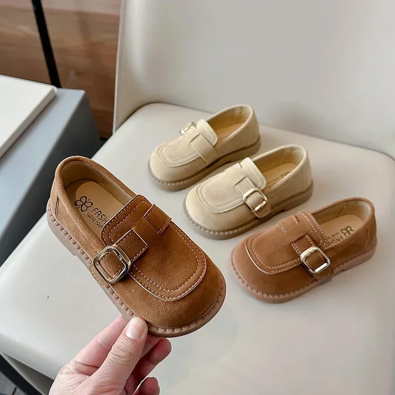 Leather Shoes Girls Shoes Girls Flats Fashion New Girls' Flat Shoes Simple Causal Children's Leather Shoes Soft Bottom Spring Autumn Kids Walking Hook Loop