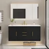 36 Inch Floating Bathroom Vanity with Three Holes Sink, Wall Mounted Cabinet with 2 Storge Cainets Undermount Ceramic Basin 1