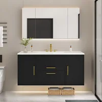 36 Inch Floating Bathroom Vanity with Three Holes Sink, Wall Mounted Cabinet with 2 Storge Cainets Undermount Ceramic Basin 1