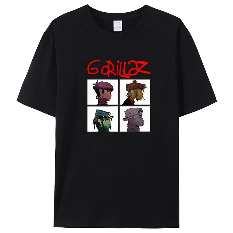 Camisetas con estampado de Rock banda musical Gorillazs Punk 90s moda Casual nuevos hombres de manga corta de talla grande Camiseta de algodón puro Unisex