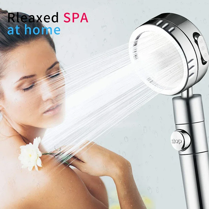 

Zhangji Bathroom SPA Shower Head with 3 Modes, Adjustable Rotating Filter Shower, with Stop Button High-Pressure Water-Saving