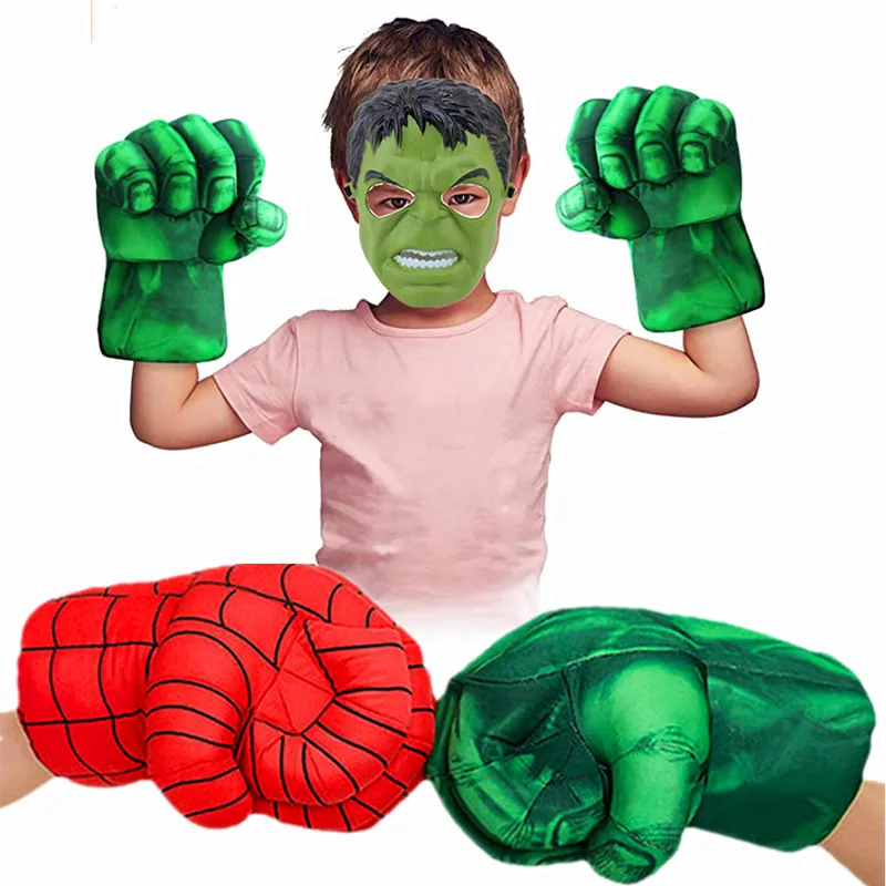 Kids Superhero Boxing Gloves Smash Fists Soft Plush Toys Cosplay Costumes for Boys Girls Christmas Halloween Birthday Gift