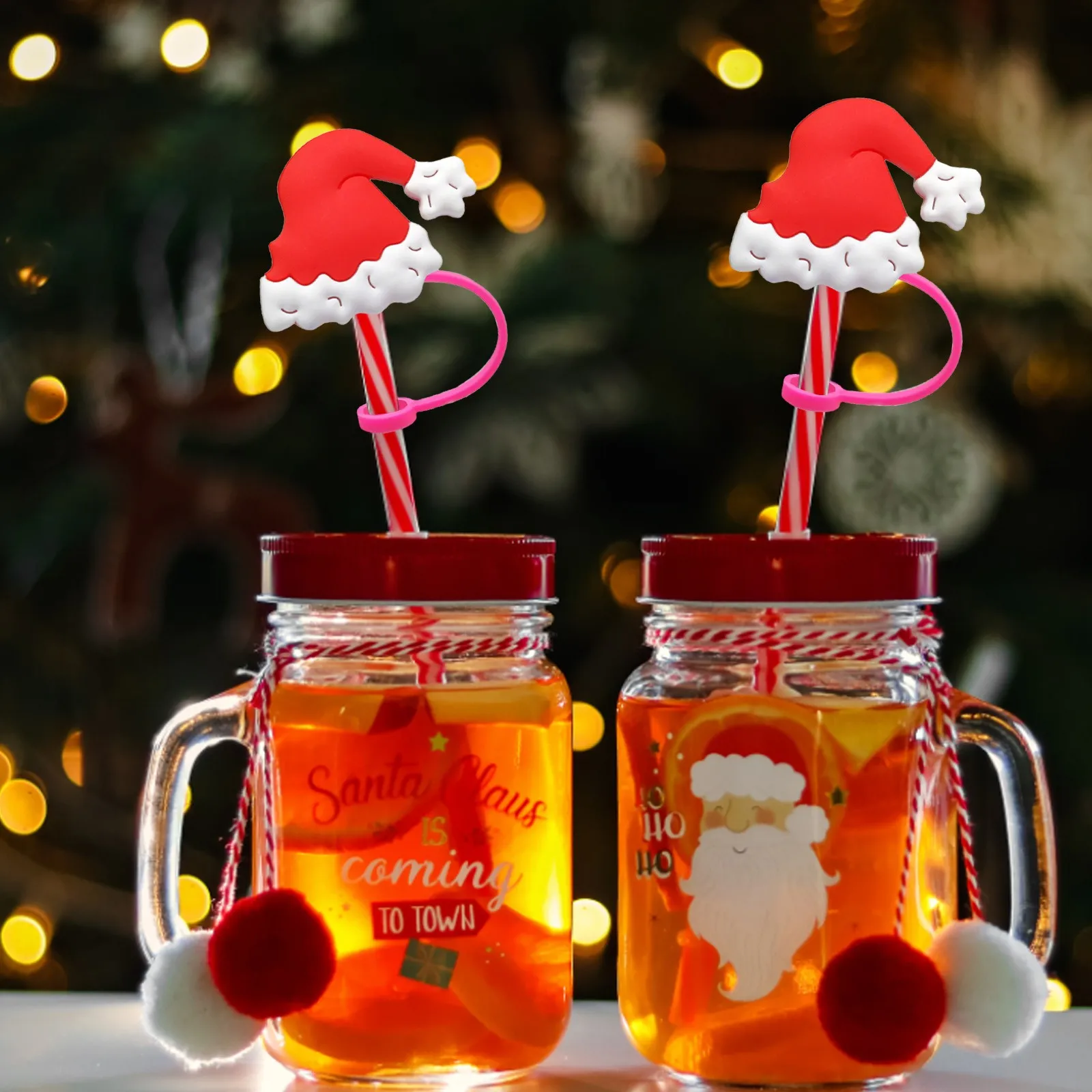 Straw Toppers Charms Decoration Silicone Straw Caps Drinking Charms For Straws Party Decoration