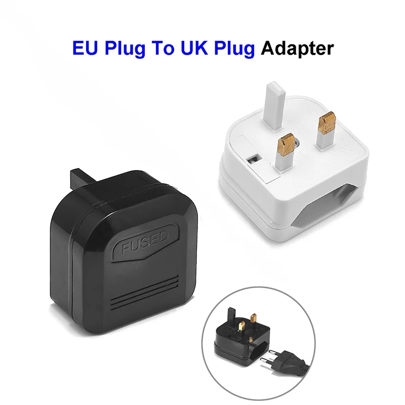 Universal Euro to UK Plug Adapter with Adjustable Fuse