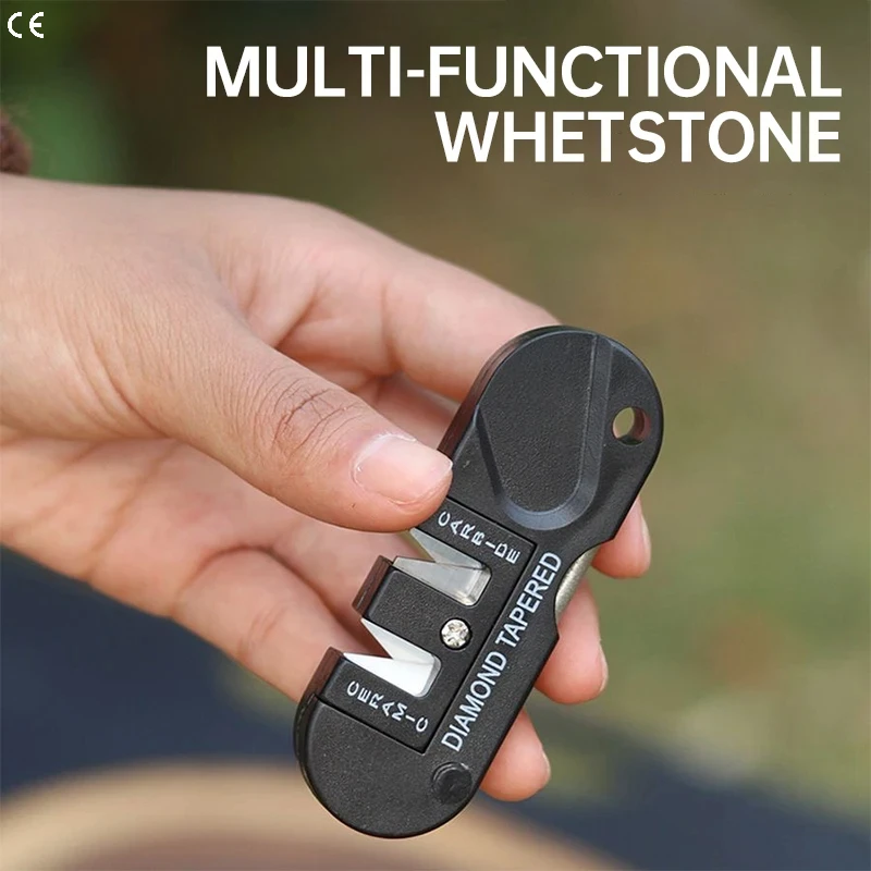 Portable Whetstone 4 in 1 Mini Multi-function Tungsten Carbide Steel Sharpener, Sharpener Rod Camp Outdoor Tool 4