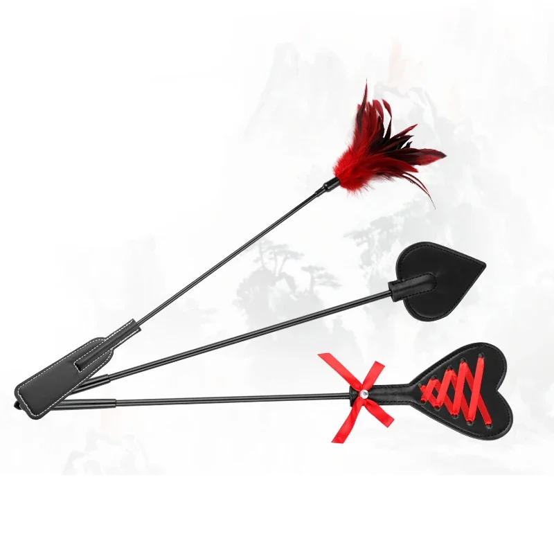 Feather Pu Leather Paddles,,Whip Spanking Flogger Role Play Horse Riding for Horse Training Crop Equestrian bat 6