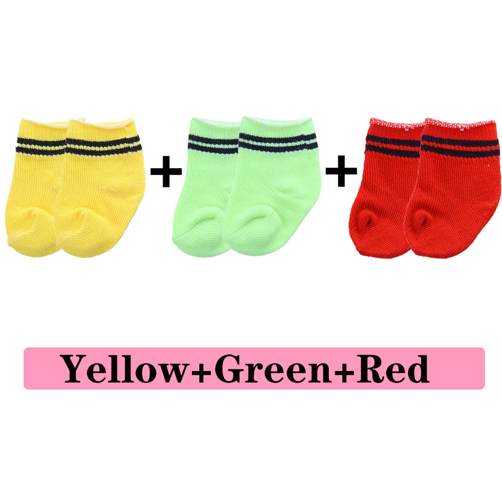 Solid Color Knitted Socks For 18-inch American Doll Footwear & 43cm Doll,Doll Accessories For New Born Baby Unsex Doll Socks