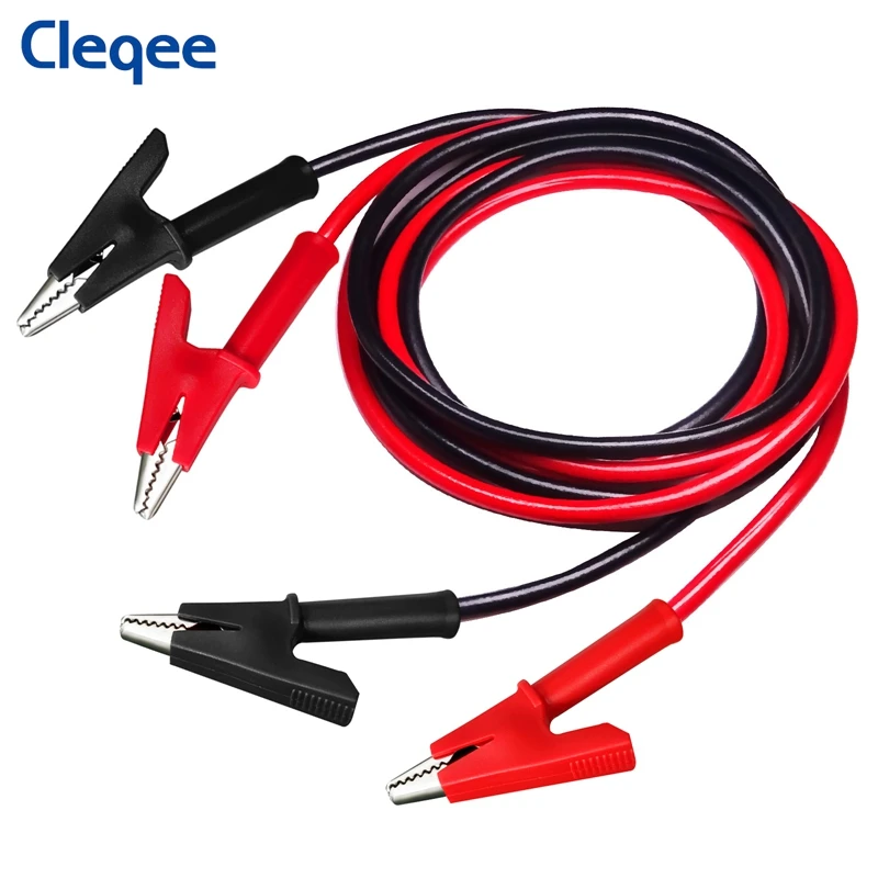 2PCS Dual Alligator Clip to Crocodile Clamp Multimeter Test Leads 1m/2m/3m Cables Line Red/Black Jumper Wire