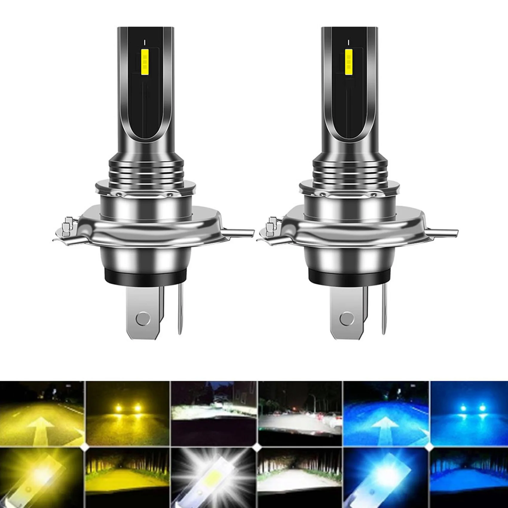 미니 CSP LED 캔버스 자동차 헤드라이트, 오토바이 H4 안개등, 16000LM 6SMD 전구, 3000K 황색등, 자동 방향 지시등, 2 개