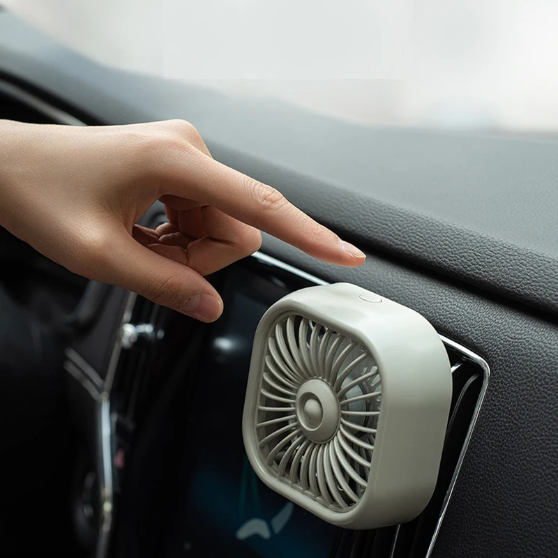 Car Mounted Small Fan USB Small Electric Fan for Car Air Outlet Gale Cool Colorful Light Automotive Supplies 1 PC electric fan car fan
