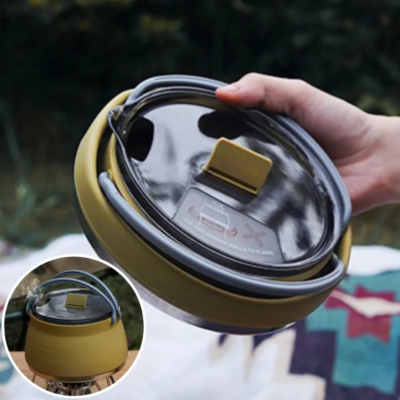 

Outdoor Silicone Folding Kettle Camping Teapot Portable Coffee Tea Cooker Collapsible Mini Boiling Water Pot with Handle