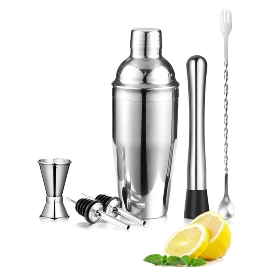 6pcs stainless steel cocktail shaker six-piece set three-stage cocktail shaker