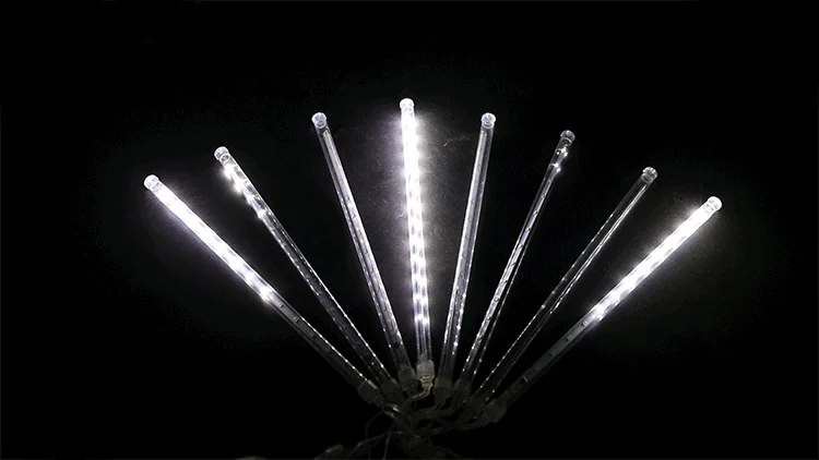 LED Meteor Shower Rain Tube Snowfall Light 20cm Outdoor Lighting Garden Tree Decor Wedding Christmas 8 Poles/string 80leds-white