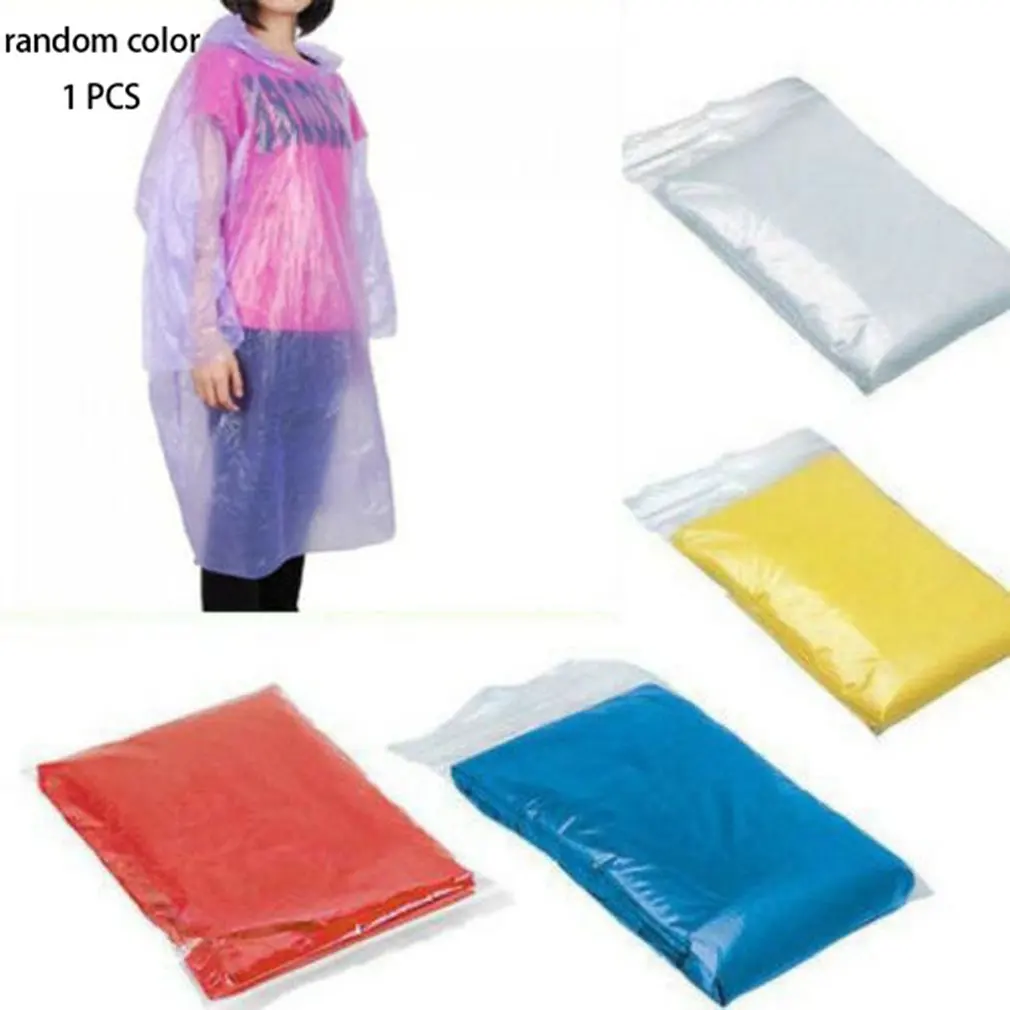 Rain Poncho Disposable Raincoat 1 Pc Disposable Raincoat Adult Raincoat Waterproof Emergency Rain Poncho Portable Outdoor Travel Camping Color Random